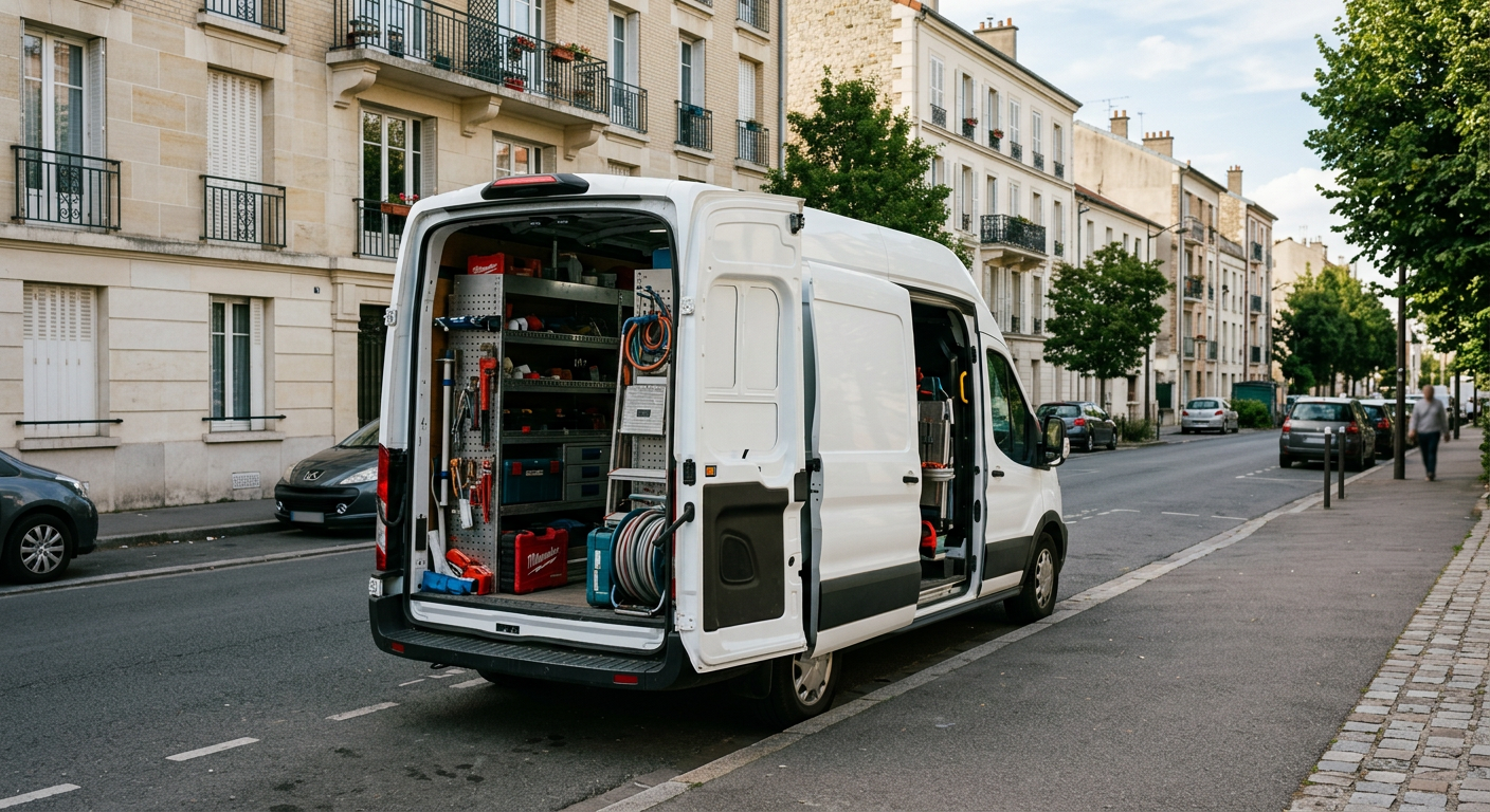Camionnette plombier Allo Plombier Savigny-sur-Orge en intervention dans la vallée de l'Orge